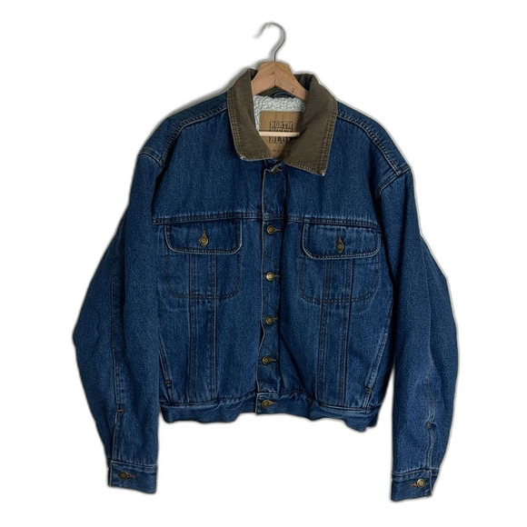 Vtg northwest blue denim jacket fleece lined button up size large - Picture 1 of 11